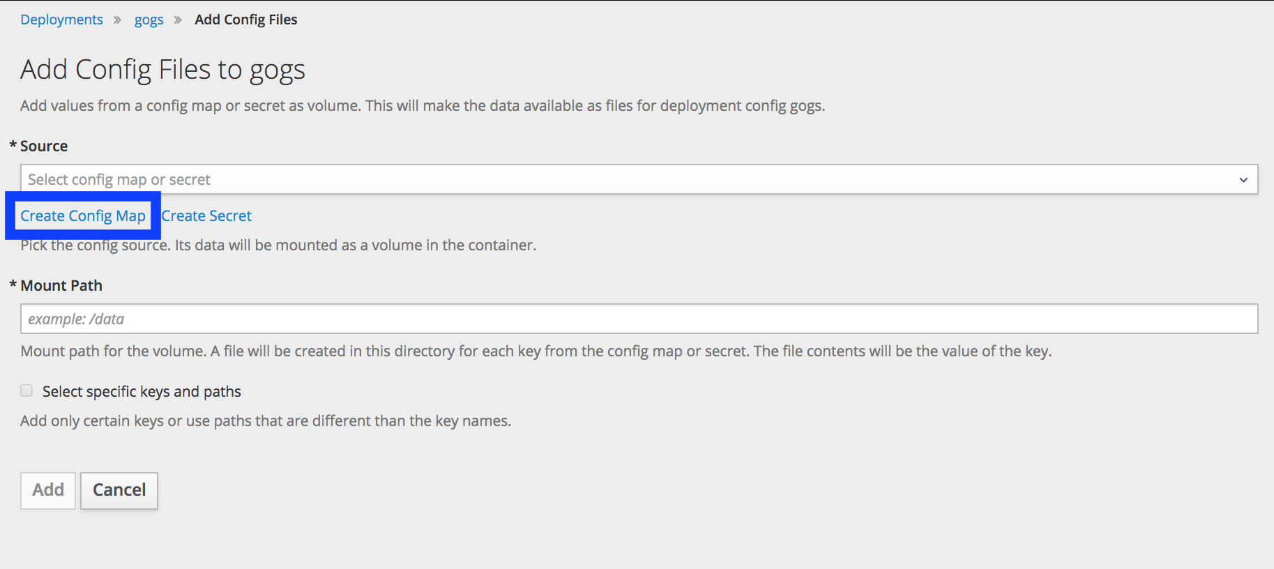 Create Config Map